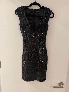 French Connection Black Sequin Mini Dress